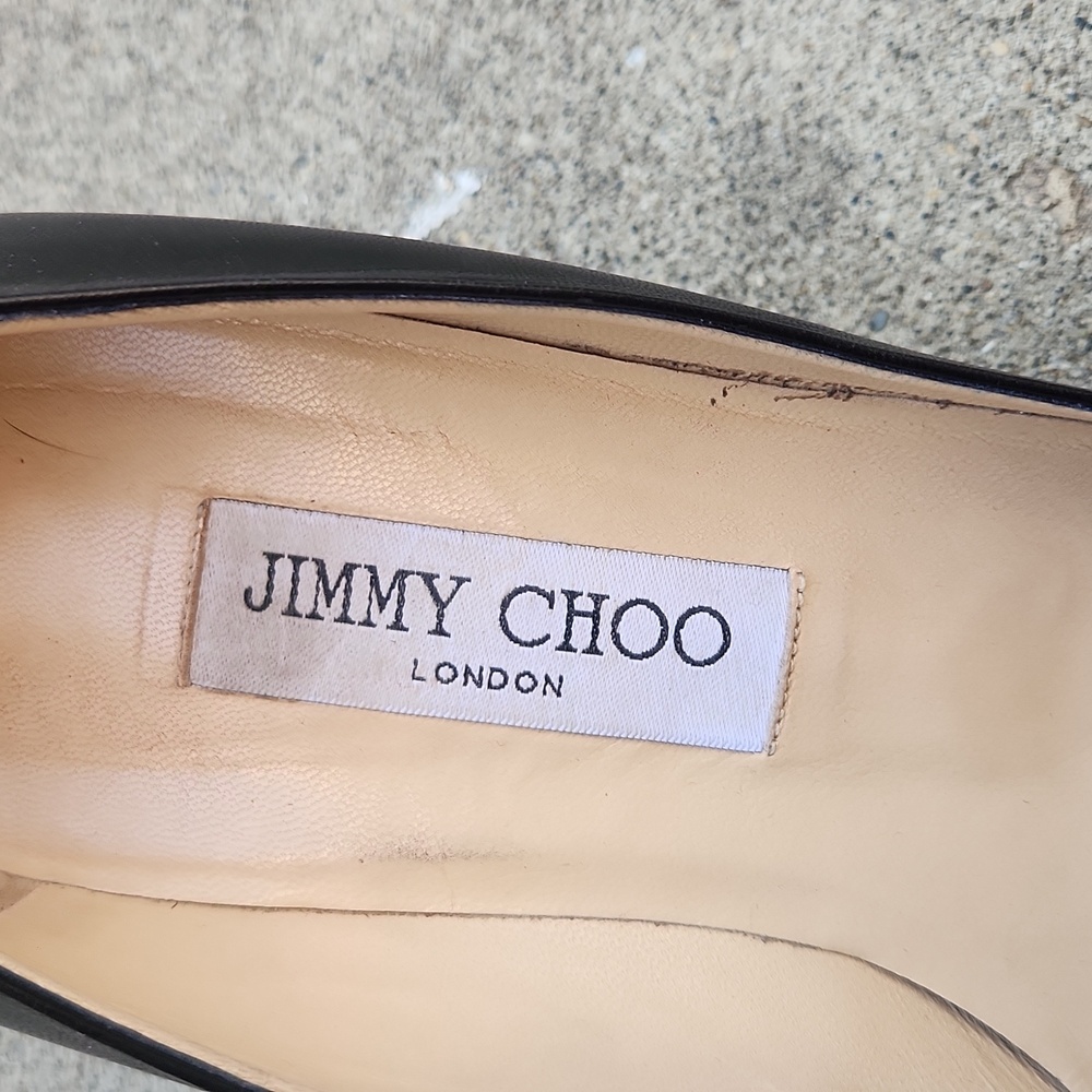 Jimmy Choo Black Pointed Toe Leather Heels - Picture 2 of 16